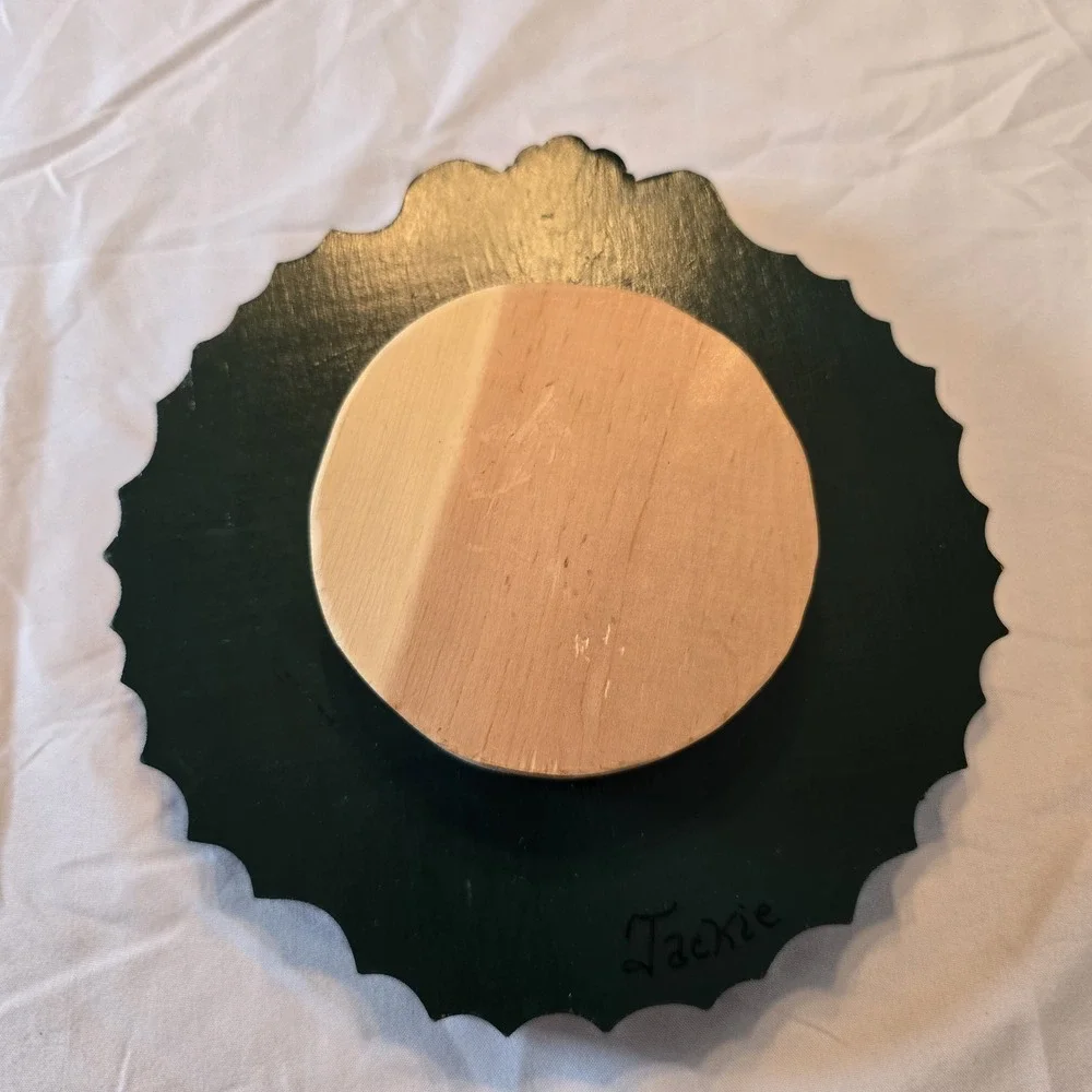 Vtg. Wooden Lazy Susan Hand-Painted Christmas Nativity Holly Berry‎ 7.25